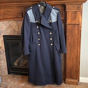 Vintage West Germany Navy Uniform Long Overcoat Great Coat Heavyweight